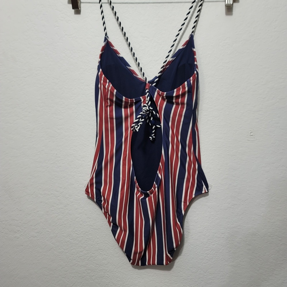 aerie Striped One-Piece Swimsuit in Navy, Red & White - Picture 10 of 14